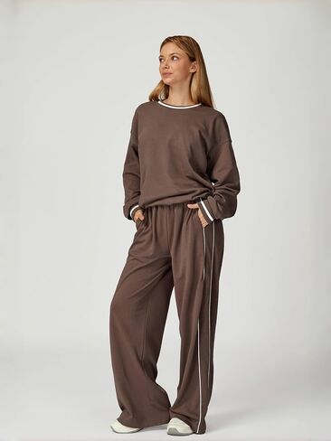 OMEWEE Sweatsuits women 2 piece outfit Batwing Sleeve Sweatshirts and pants Running Tracksuits Sets in Saudi Arabia