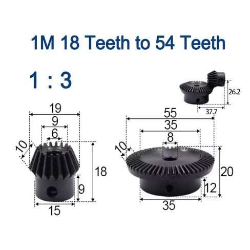 1 Set 1:3 معامل تروس مخروطي 18 سن: 54 سن. 5M 18T إلى 54T 90 درجة محرك تخفيف 45 # تروس فولاذية in Kuwait