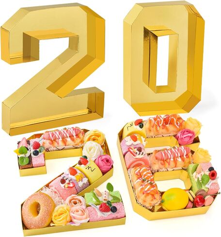 2026 Set Cardboard Number for Charcuterie 10.2'' Fillable Tray Charcuterie Paper Box for Graduation Anniversary Birthday New Year Party Decorations Chocolate Cookies Goodie Cupcake Box in Kuwait