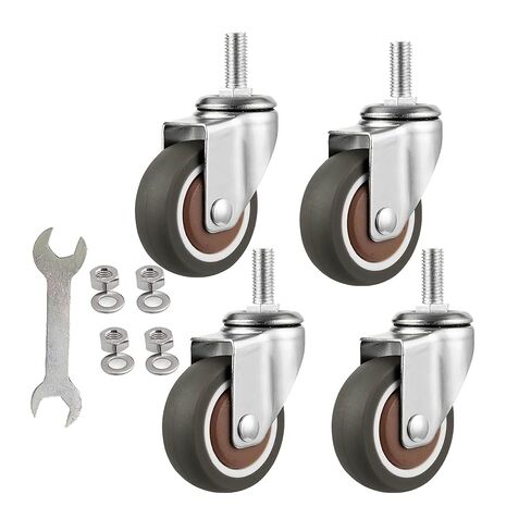 1" Swivel Stem Threaded Casters,TPR Mute Caster Wheel M8X15 Stem Threaded Mini Casters Without Brake-Brown in Saudi Arabia