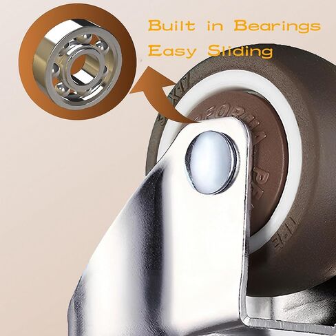 1" Swivel Stem Threaded Casters,TPR Mute Caster Wheel M8X15 Stem Threaded Mini Casters Without Brake-Brown in Saudi Arabia