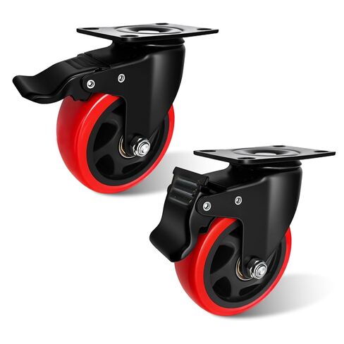 1.5 inch Casters Wheels 1.5" Heavy Duty Casters Polyurethane (PU) Swivel Set of 4 Load 400lbs with Brake Locking Swivel Plate Caster Industrial Castor Wheels for Carts Furniture and Workbench in Saudi Arabia