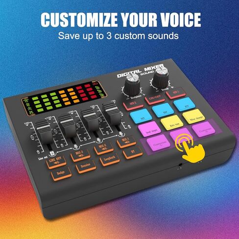 X10 Gaming Audio Mixer,3000mAh Audio Interface for PC Podcast Streaming Sound Board XLR Mic Input 2 48V Phantom Power Voice Changer Live Sound Card with DJ Mixer Effects(Black) in Saudi Arabia