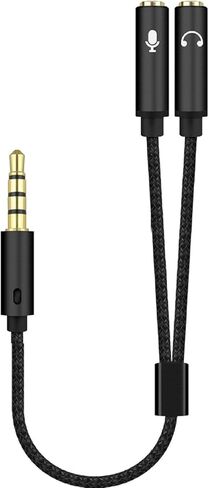 مقسم كابل صوت 3.5 ملم - محول سماعة الرأس، 3.5 ملم ذكر إلى 3.5 ملم أنثى 2 منافذ، سلك Aux لأجهزة iPhone Android والكمبيوتر المحمول Microhopone سماعات الأذن، كابل TRS TRRS in Kuwait