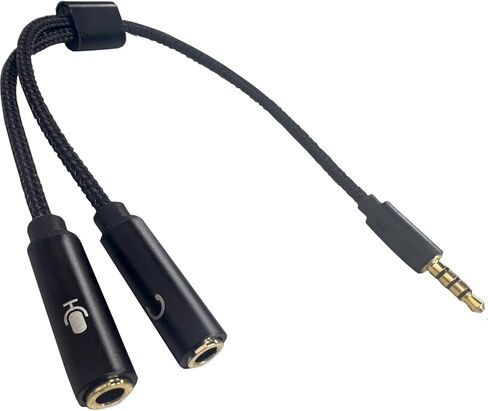 مقسم كابل صوت 3.5 ملم - محول سماعة الرأس، 3.5 ملم ذكر إلى 3.5 ملم أنثى 2 منافذ، سلك Aux لأجهزة iPhone Android والكمبيوتر المحمول Microhopone سماعات الأذن، كابل TRS TRRS in Kuwait