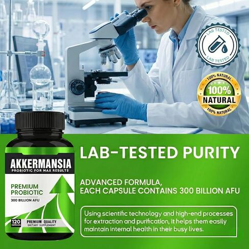 Akkermansia Probiotic Supplement, (120 Count) Akkermansia Muciniphila, High-Potency Formula for Gut Health & Immune Support, 300 Billion CFU, Vegan in Saudi Arabia
