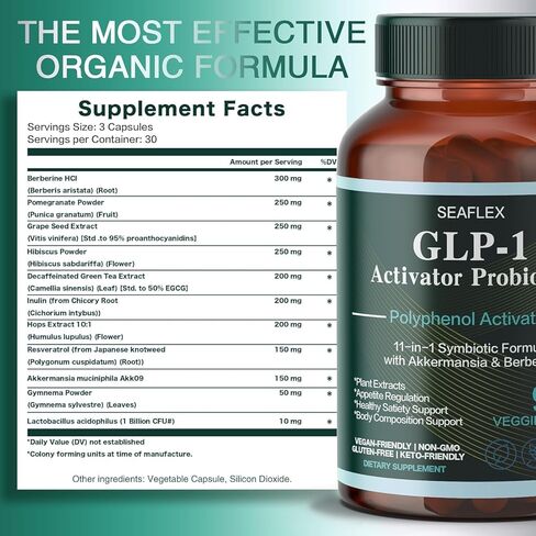 GLP-1 Supplement for Women Men, 10 Billion CFU Multi-Strain Probiotics for Gut HealthHunger & Metabolism Support - Support GLP1 Naturally, with Prebiotic & Probiotic Blend (90 Capsules) in Saudi Arabia