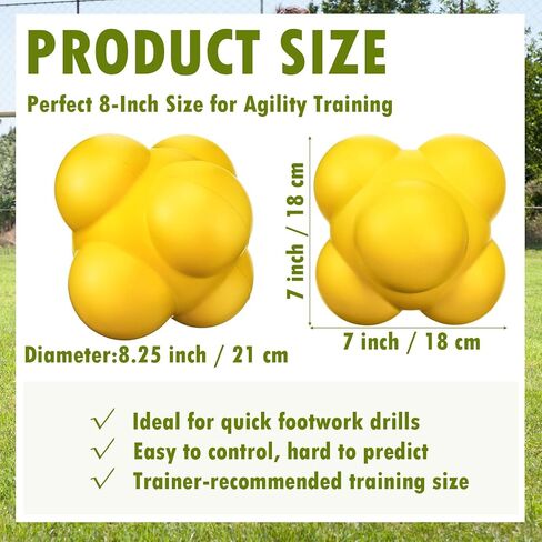 Arrowbash 8 Inch Soccer Agility Ball Reaction Ball Yellow Training Equipment for Speed Agility Coordination, Non Slip Design for Soccer Drills Fitness and Quick Footwork for Goalie Gifts in Saudi Arabia