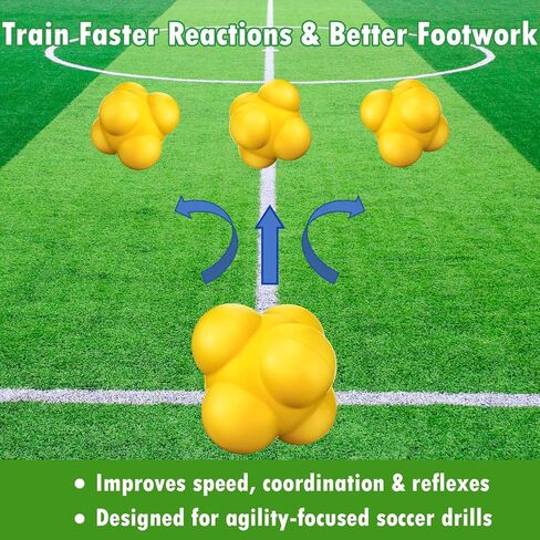 Arrowbash 8 Inch Soccer Agility Ball Reaction Ball Yellow Training Equipment for Speed Agility Coordination, Non Slip Design for Soccer Drills Fitness and Quick Footwork for Goalie Gifts in Saudi Arabia
