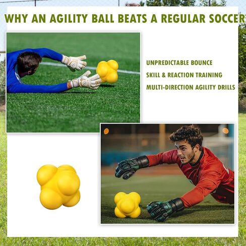 Arrowbash 8 Inch Soccer Agility Ball Reaction Ball Yellow Training Equipment for Speed Agility Coordination, Non Slip Design for Soccer Drills Fitness and Quick Footwork for Goalie Gifts in Saudi Arabia