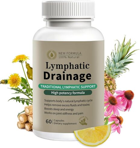 Lymphatic Drainage Supplement – Natural Herbal Formula with Dandelion, Burdock & Echinacea, Supports Fluid Balance, Immune Health & Cellulite Reduction – 60 Capsules in Saudi Arabia