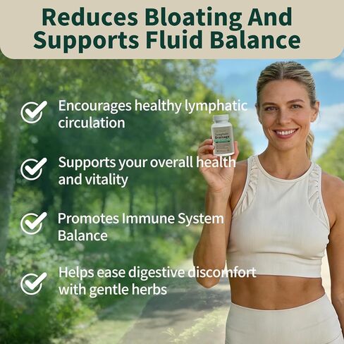 Lymphatic Drainage Supplement – Natural Herbal Formula with Dandelion, Burdock & Echinacea, Supports Fluid Balance, Immune Health & Cellulite Reduction – 60 Capsules in Saudi Arabia