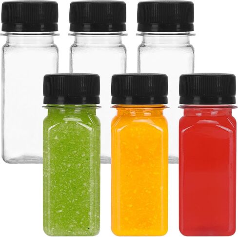 Moretoes 6pcs 8oz Plastic Juice Bottles with Caps, Clear Empty Reusable Water Bottles, Disposable Beverage Containers Bulk for Juicing Smoothies Turmeric Juice Milk and Other in Saudi Arabia