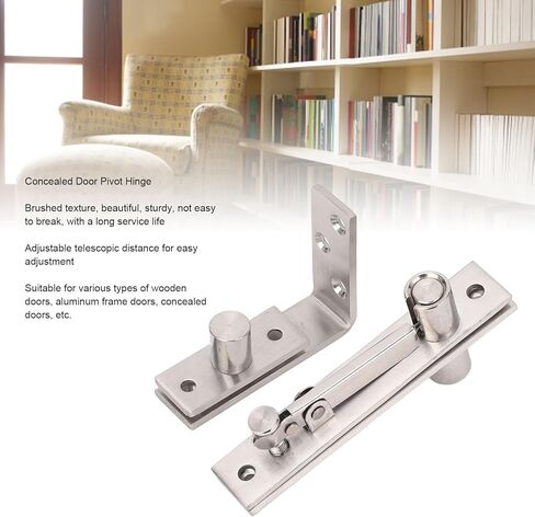 Sorandy Stainless Steel Concealed Door Pivot Hinge, Heavy Duty 300lbs Load Bearing Hinge, Brushed Finish Thickened Pivot Column with Adjustable Extension Distance & Bearings, Ideal in Saudi Arabia
