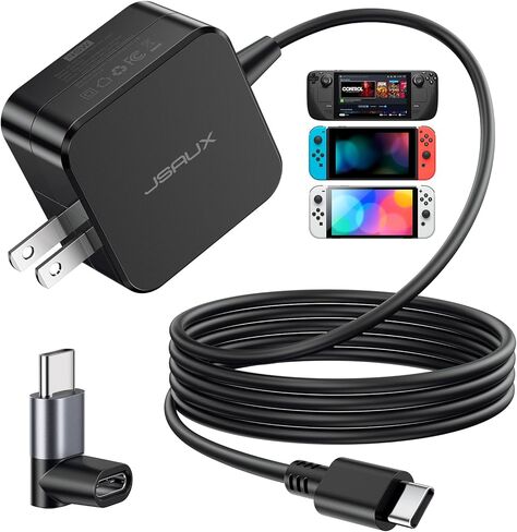 65W USB C Charger ، JSaux 10ft Cable 65 Watt Laptop Wall Charger Fast Actible مع ROG Ally ، Steam Deck ، Macbook Pro/Air ، Chromebook ، Huawei MateBook ، Dell ، Lenovo ، ASUs وأي أجهزة كمبيوتر محمول أو هواتف in Kuwait