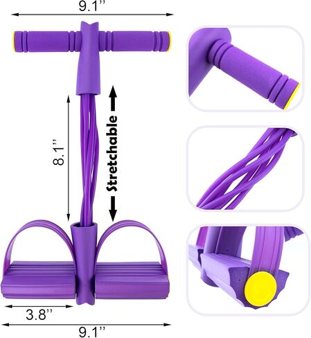 BlingKingdom Multifunction Fitness Resistance Band, 6-Tube Tension Exercise Rope Elastic Yoga Foot Pedal Puller Abdominal Trainer Band for Arm, Leg, Core, Workout, Sit-Up Training, Stretching in Saudi Arabia