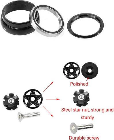 Bike Headset Bearing Accessory Premium Aluminium Alloy CNC Processed Double Sealed Bearings Star Nut for 44 to 50.6mm Tapered Steerer 1.5in Front Fork in Saudi Arabia