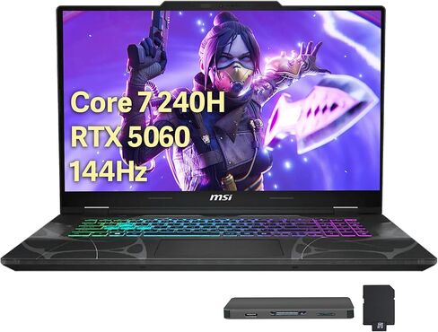 MSI Cyborg 15 Gaming Laptop, 15.6" FHD 144Hz Screen, 13th Gen Intel Core i7-13620H, NVIDIA GeForce RTX 4050, 32GB DDR5 RAM, 1TB PCIe SSD, Webcam, Backlit KB, Wi-Fi 6, Windows 11 Home, Black in Saudi Arabia