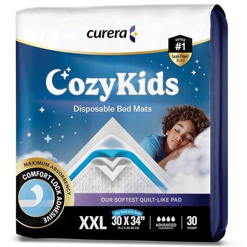 وسادات سرير للتبول اللاإرادي للأطفال من كوزي كيدز®، مقاس 76.2 سم × 86.36 سم، فائقة الامتصاص للتدريب على المرحاض للأطفال - سجادات تبليل السرير بحجم XXL لليالي جيدة [30 قطعة] خراطيش للأطفال والصغار in Kuwait