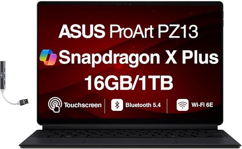 ASUS PROART PZ13 2-IN-1 AI Creator Laptop 13.3 "Touch OLED 3K Displable (Qualcomm Snapdragon X Plus X1P-42-100 ، 16GB LPDDR5X ، 1TB SSD ، Lacklit KB ، WIFI 7 ، Win11H) W/DKZ USB Expander in Saudi Arabia