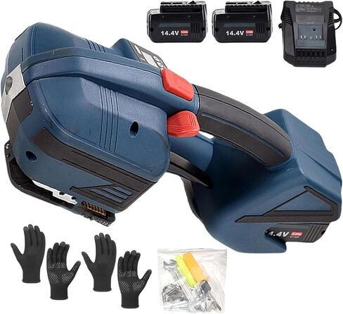 Electric Handheld Packing Machine w/2 Removable Battery 4.0A/h, Automatic Banding Machine Battery-Powered Baler for Plastic Steel Belt 250-350 Tapes in Saudi Arabia