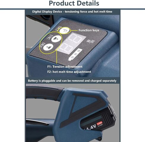 Electric Handheld Packing Machine w/2 Removable Battery 4.0A/h, Automatic Banding Machine Battery-Powered Baler for Plastic Steel Belt 250-350 Tapes in Saudi Arabia