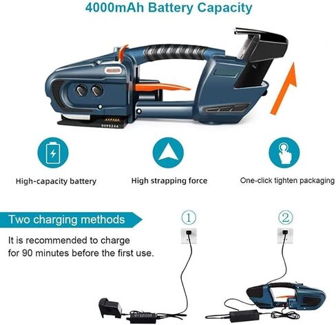 Electric Strapping Machine, Adjustable Hot Melting Banding Tool, Battery-Powered Pallet Strapping for 13-16mm PP/PET Straps, Includes 2 Batteries in Saudi Arabia