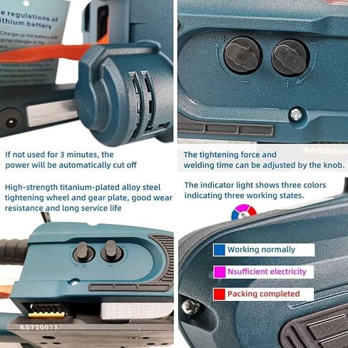 Electric Strapping Machine, Adjustable Hot Melting Banding Tool, Battery-Powered Pallet Strapping for 13-16mm PP/PET Straps, Includes 2 Batteries in Saudi Arabia