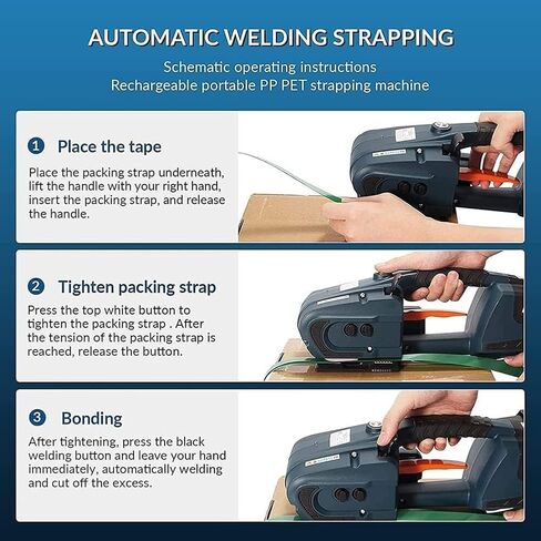 Electric Strapping Machine, Adjustable Hot Melting Banding Tool, Battery-Powered Pallet Strapping for 13-16mm PP/PET Straps, Includes 2 Batteries in Saudi Arabia