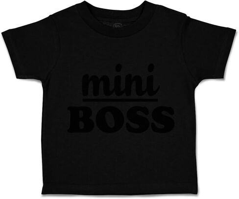 Toddler T-Shirt Letters Mini Boss Cotton Silhouette Silhouette Boy & Girl Cloths Baby Funny Tee Black Design فقط 3T in Saudi Arabia