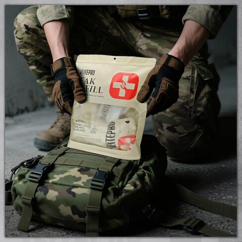 11Pcs IFAK Trauma Kit, First Aid Kit Refill Supplies with Non-Vented Chest Seal, 6" Emergency Trauma Bandage & Compressed Gauze, Tactical Trauma Medical Supplies for Combat Wound Care in Kuwait