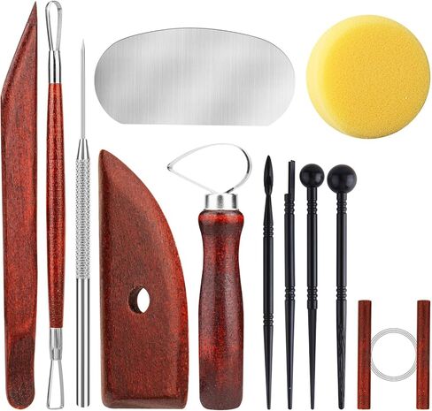 2 Set Air Dry Clay Tools, 18PCS Polymer Clay Tools Kit for Modeling, Plastic Clay Tools Sculpting for Kids, Adults, Molding, Shaping, Carving, Dotting, Trimming, Pottery, Craft Supplies Accessories in Kuwait