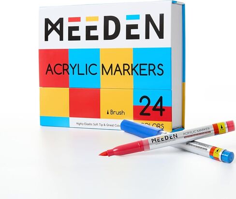 Meeden Acrylic Paint Markers: 48 Color Frush Tip علامات الأكريليك مع نظام التحكم التلقائي في الحبر - أقلامًا كبيرة من أقلام الطلاء الأكريلية القائمة على الماء للفنانين المبتدئين للبالغين الهالوين in Saudi Arabia