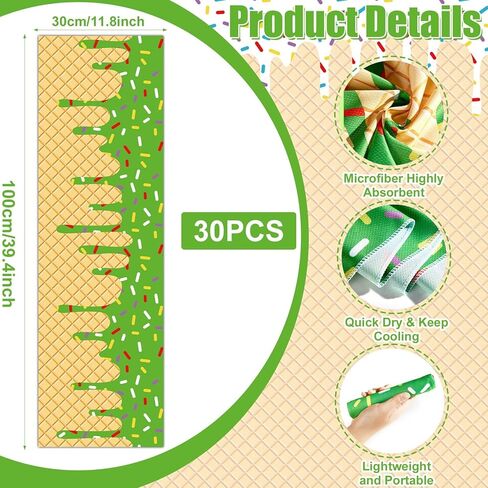 30Pcs Ice Cream Drip Baseball Cooling Towels 40 x 12 Inch Baseball Drip Ice Towel Microfiber Breathable Chilly Sport Rags Absorbent Sweat Washcloth Sport Team Gifts for Athletes Coach Gym Party Favors in Saudi Arabia