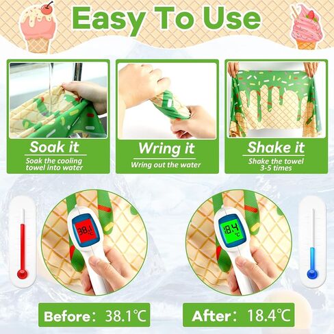 30Pcs Ice Cream Drip Baseball Cooling Towels 40 x 12 Inch Baseball Drip Ice Towel Microfiber Breathable Chilly Sport Rags Absorbent Sweat Washcloth Sport Team Gifts for Athletes Coach Gym Party Favors in Saudi Arabia
