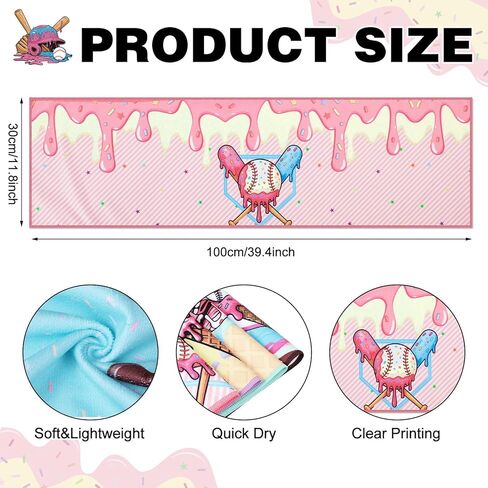 Frienda 18 Pcs Ice Cream Drip Baseball Cooling Towel 40 x 12 Inch Microfiber Sweat Baseball Towel Sport Rags Absorbent Chilly Washcloth for Hot Weather Youth Team Coach Gift Sport Party Favors in Saudi Arabia