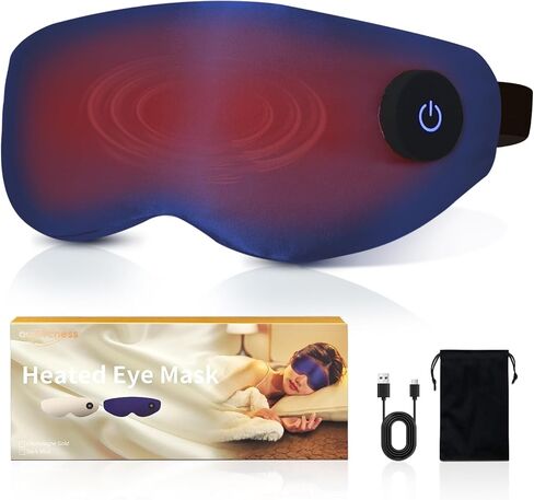 Heated Eye Mask for Dry Eyes – Upgraded Cordless Warm Eye Compress, 100% Mulberry Silk Sleep Mask with Graphene Heating, 3 Heat Levels and Auto Shut-Off, Rechargeable and Washable in Saudi Arabia