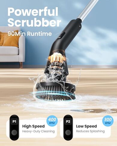 Leebein Electric Spin Scrubber، 2026 فرشاة تنظيف لاسلكية مطورة لغسيل الحمام، IPX7 منظف كهربائي مقاوم للماء مع 7 رؤوس فرشاة، منظف كهربائي بمقبض طويل قابل للتمديد لأرضية حوض الاستحمام in Kuwait