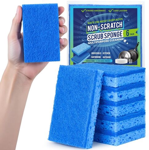 Metflavor Kitchen Sponges, 12 Count, Non-Scratch Scrub Sponge, Dual Sided Cleaning Sponges for Dishes, Kitchen, Bathroom in Saudi Arabia