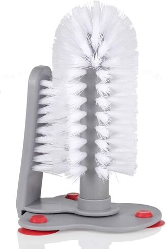 فرشاة تنظيف زجاجية بيضاء مزدوجة الجوانب من أليسون تك مع قاعدة شفط، وشعيرات نايلون، ومقبض وقاعدة من البلاستيك، تنظف كلا الجانبين والمناطق التي يصعب الوصول إليها، واستخدام سطح الطاولة والحوض. in Kuwait