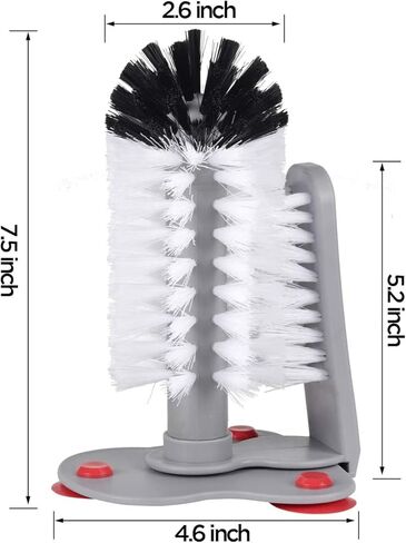 فرشاة تنظيف زجاجية بيضاء مزدوجة الجوانب من أليسون تك مع قاعدة شفط، وشعيرات نايلون، ومقبض وقاعدة من البلاستيك، تنظف كلا الجانبين والمناطق التي يصعب الوصول إليها، واستخدام سطح الطاولة والحوض. in Kuwait