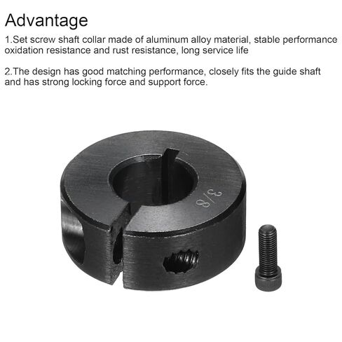 MECCANIXITY Shaft Collar 3/8" Bore Single Split Carbon Steel Clamping Collar Shaft Collars with Set Screw Black 2 Pack in Saudi Arabia