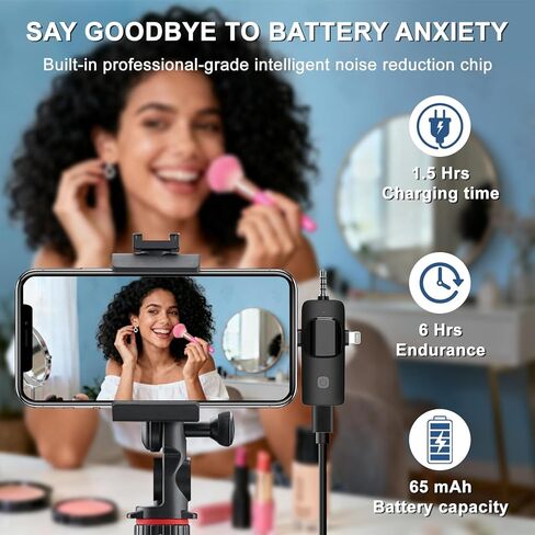 ميكروفون لافالير لاسلكي 3 في 1 من Labstandard لأجهزة iPhone وAndroid - صوت بجودة الاستوديو مع إلغاء الضوضاء، توصيل وتشغيل ميكروفون صغير للتسجيل ومدونات الفيديو والبث المباشر in Kuwait