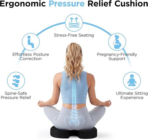 Aurora Health & Beauty Black Memory Foam Coccyx Cushion Orthopedically Designed for Back Tailbone & Sciatica Pain Relief in Saudi Arabia