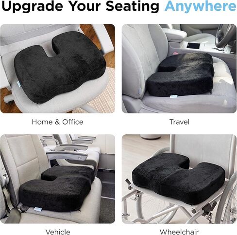 Aurora Health & Beauty Black Memory Foam Coccyx Cushion Orthopedically Designed for Back Tailbone & Sciatica Pain Relief in Saudi Arabia