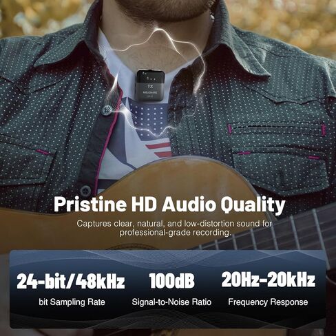 ميكروفون MELONARE LM-2 اللاسلكي المحمول، تقليل الضوضاء بالذكاء الاصطناعي، حافظة شحن 30 ساعة، ميكروفون طية صدر السترة 2.4 جيجا هرتز لهواتف iPhone/Android/الكمبيوتر اللوحي/الكاميرا in Kuwait