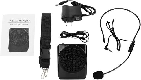 مضخم صوت محمول، نظام PA على الخصر مع ميكروفون سماعة رأس ومضخم صوت معزز لسفر المعلم (قابس أسود-الولايات المتحدة) in Kuwait