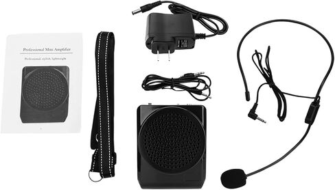 مضخم صوت محمول، نظام PA على الخصر مع ميكروفون سماعة رأس ومضخم صوت معزز لسفر المعلم (قابس أسود-الولايات المتحدة) in Kuwait