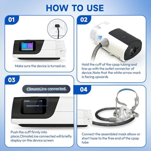 أنبوب CPAP بديل لخط المناخ، متوافق مع Airsense 11 وAircurve 11، خرطوم CPAP بطول 6.5 قدم لجهاز توقف التنفس أثناء النوم، أنبوب تنفس مرن مع موصلات قياسية - للاستخدام في المنزل والسفر in Kuwait
