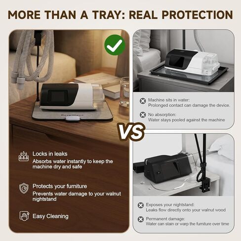 حامل خرطوم CPAP منظم بجانب السرير مع حصيرة ماصة وإضاءة ليلية، شماعة خرطوم CPAP مع خطاف قابل للسحب لأنبوب وآلة قناع CPAP، مستلزمات وإكسسوارات CPAP، أسود in Kuwait